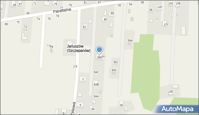 Mokrzyska, Parafialna, 84d, mapa Mokrzyska