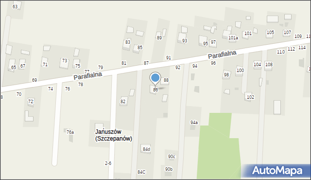 Mokrzyska, Parafialna, 86, mapa Mokrzyska