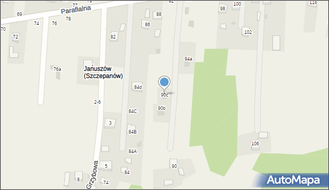 Mokrzyska, Parafialna, 90c, mapa Mokrzyska