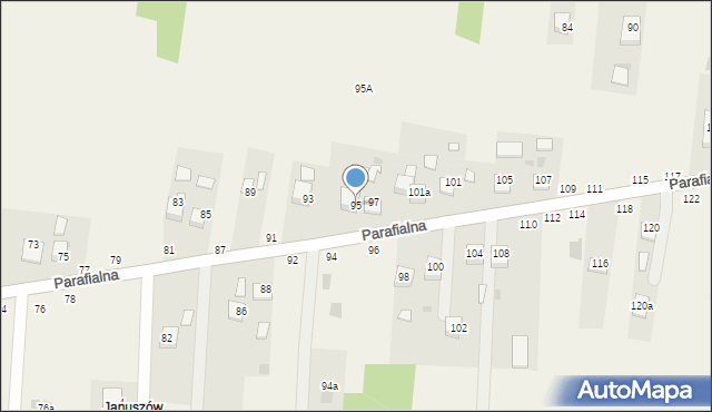 Mokrzyska, Parafialna, 95, mapa Mokrzyska