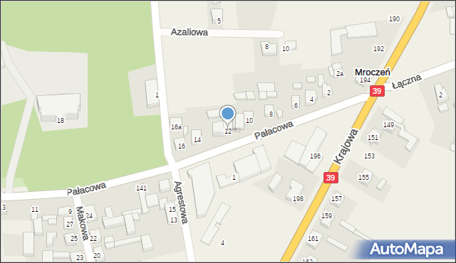 Mroczeń, Pałacowa, 12, mapa Mroczeń