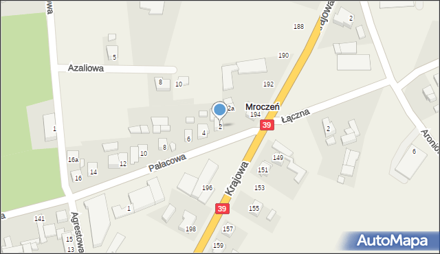Mroczeń, Pałacowa, 2, mapa Mroczeń