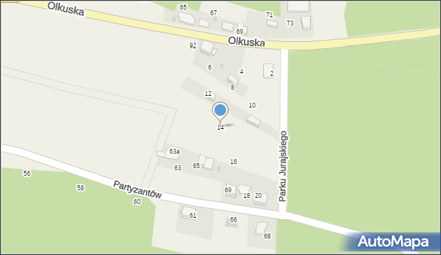 Myślachowice, Parku Jurajskiego, 14, mapa Myślachowice