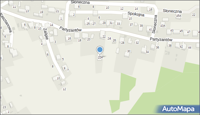 Myślachowice, Partyzantów, 22A, mapa Myślachowice