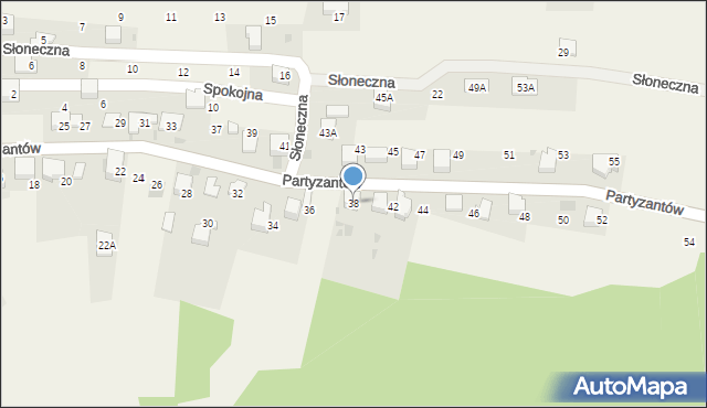 Myślachowice, Partyzantów, 38, mapa Myślachowice