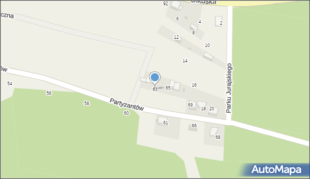 Myślachowice, Partyzantów, 63, mapa Myślachowice