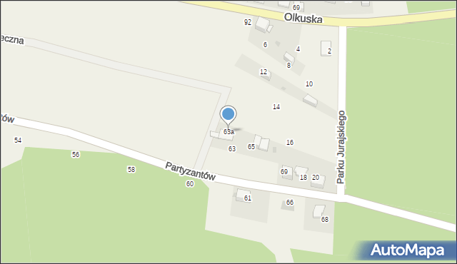 Myślachowice, Partyzantów, 63a, mapa Myślachowice