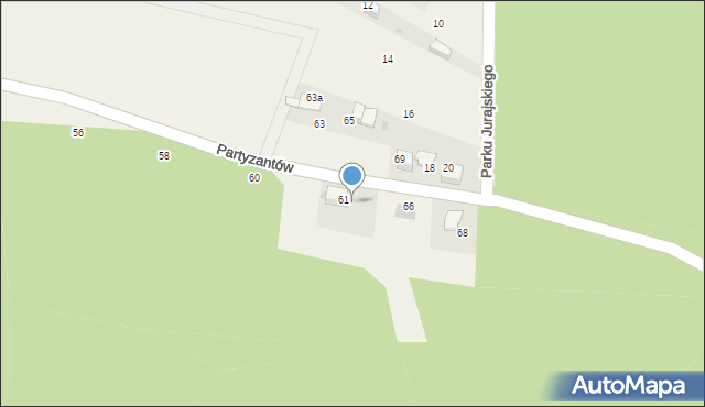 Myślachowice, Partyzantów, 64, mapa Myślachowice