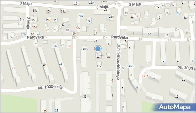 Myślenice, Pardyaka Stanisława, 11, mapa Myślenice
