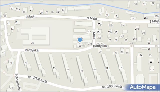 Myślenice, Pardyaka Stanisława, 24, mapa Myślenice