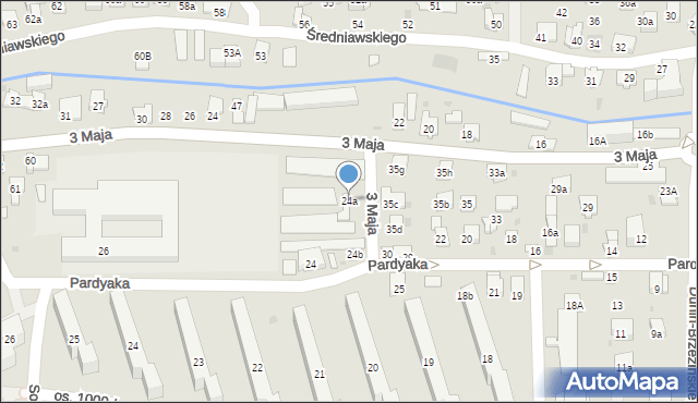 Myślenice, Pardyaka Stanisława, 24a, mapa Myślenice