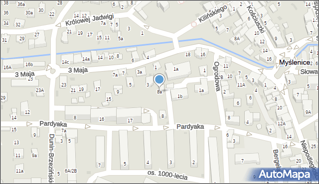 Myślenice, Pardyaka Stanisława, 8a, mapa Myślenice