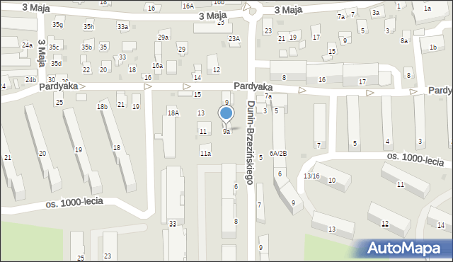 Myślenice, Pardyaka Stanisława, 9a, mapa Myślenice