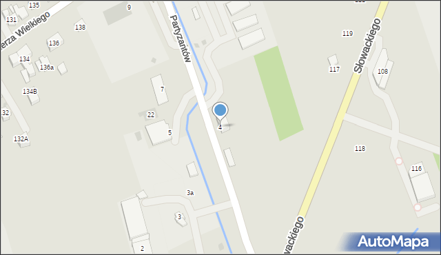 Myślenice, Partyzantów, 4, mapa Myślenice