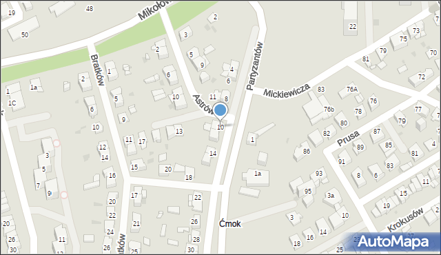 Mysłowice, Partyzantów, 10, mapa Mysłowice