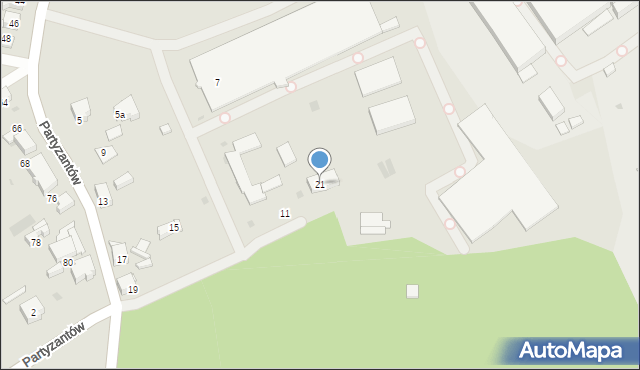 Mysłowice, Partyzantów, 21, mapa Mysłowice