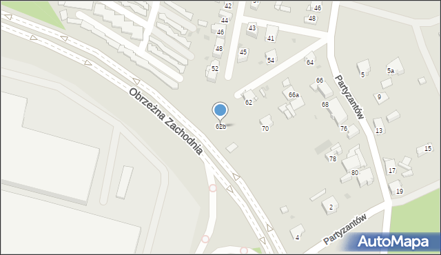 Mysłowice, Partyzantów, 62b, mapa Mysłowice