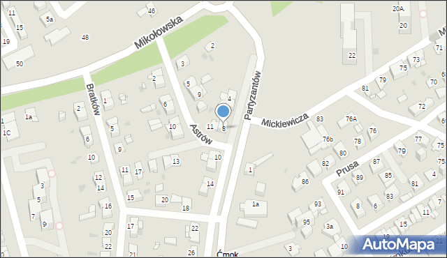 Mysłowice, Partyzantów, 8, mapa Mysłowice