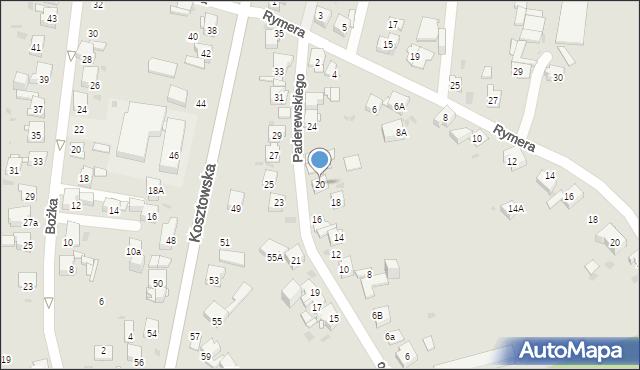 Mysłowice, Paderewskiego Ignacego Jana, 20, mapa Mysłowice