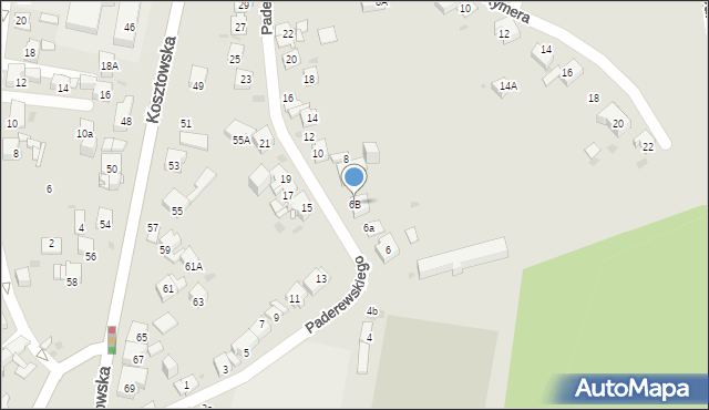 Mysłowice, Paderewskiego Ignacego Jana, 6B, mapa Mysłowice