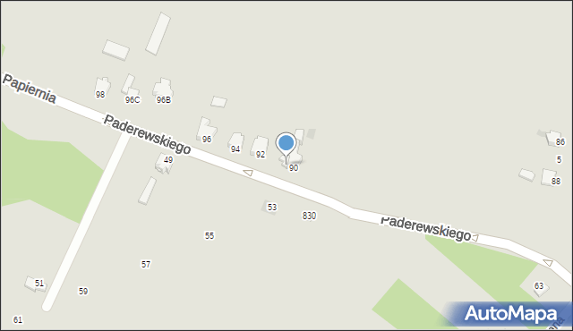 Myszków, Paderewskiego Ignacego Jana, 90A, mapa Myszków