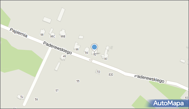 Myszków, Paderewskiego Ignacego Jana, 92, mapa Myszków