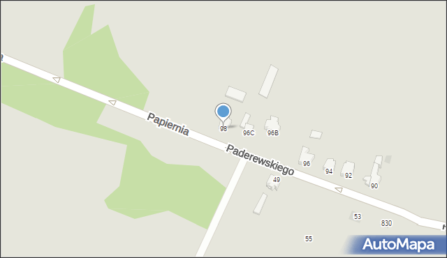 Myszków, Paderewskiego Ignacego Jana, 98, mapa Myszków