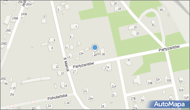 Myszków, Partyzantów, 40, mapa Myszków