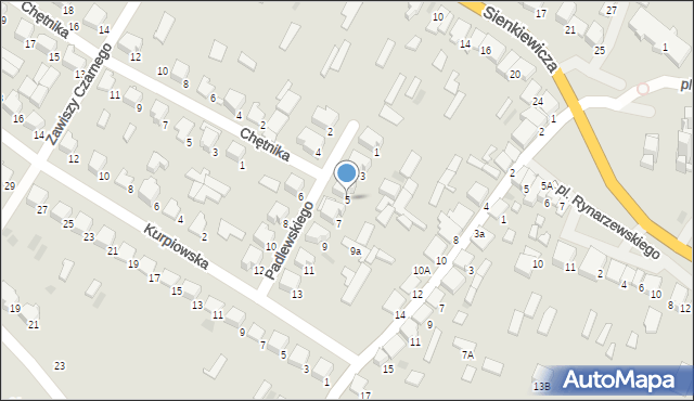 Myszyniec, Padlewskiego Zygmunta, gen., 5, mapa Myszyniec