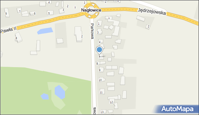 Nagłowice, Parkowa, 7, mapa Nagłowice