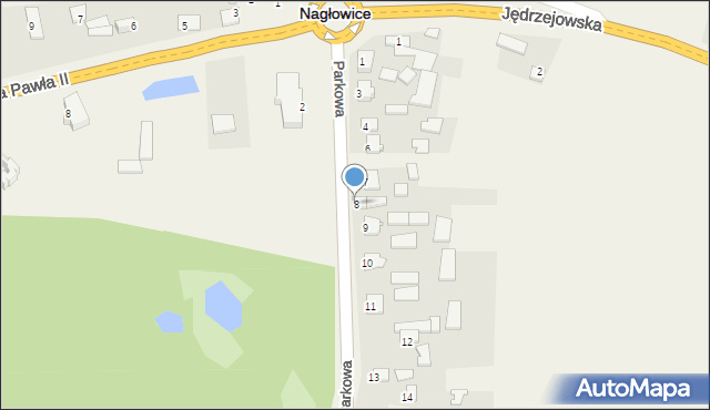 Nagłowice, Parkowa, 8, mapa Nagłowice