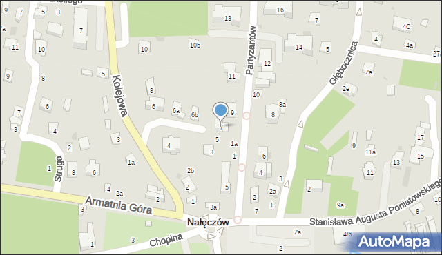 Nałęczów, Partyzantów, 7, mapa Nałęczów