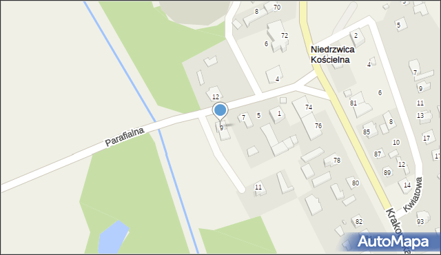 Niedrzwica Kościelna, Parafialna, 9, mapa Niedrzwica Kościelna