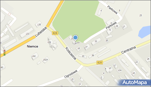 Niemce, Parkowa, 14, mapa Niemce