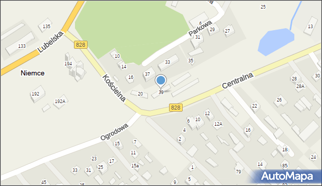 Niemce, Parkowa, 39, mapa Niemce
