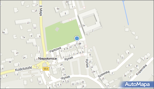 Niepołomice, Parkowa, 14, mapa Niepołomice