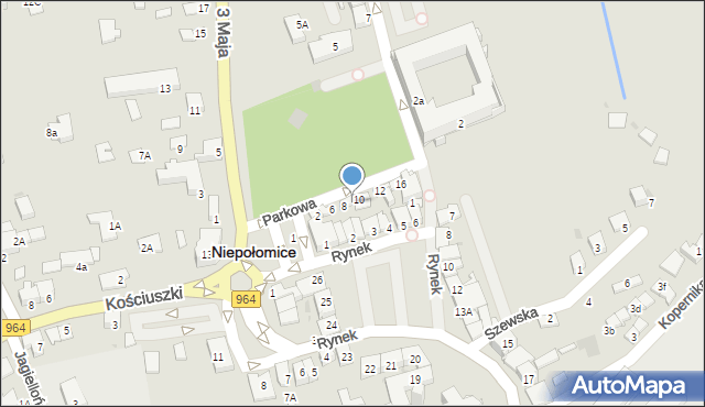 Niepołomice, Parkowa, 8A, mapa Niepołomice