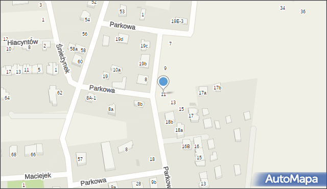 Nowe Bielice, Parkowa, 11, mapa Nowe Bielice