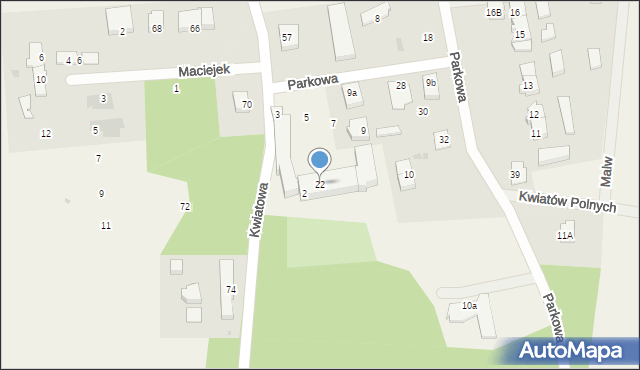 Nowe Bielice, Parkowa, 22, mapa Nowe Bielice