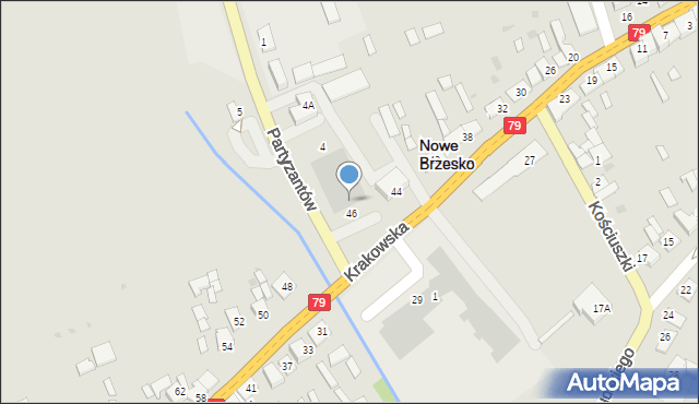 Nowe Brzesko, Partyzantów, 2, mapa Nowe Brzesko