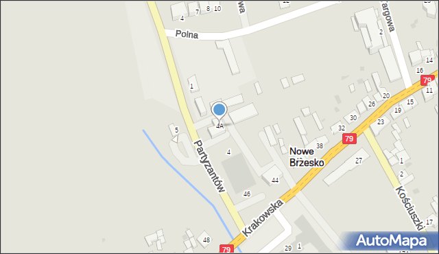 Nowe Brzesko, Partyzantów, 4A, mapa Nowe Brzesko