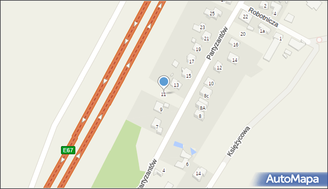 Nowe Grocholice, Partyzantów, 11, mapa Nowe Grocholice