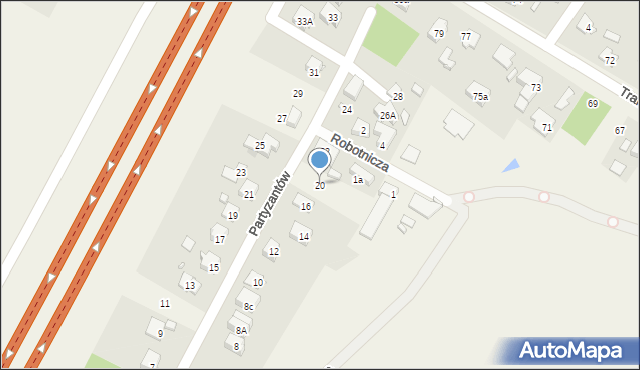 Nowe Grocholice, Partyzantów, 20, mapa Nowe Grocholice