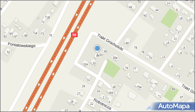 Nowe Grocholice, Partyzantów, 35, mapa Nowe Grocholice