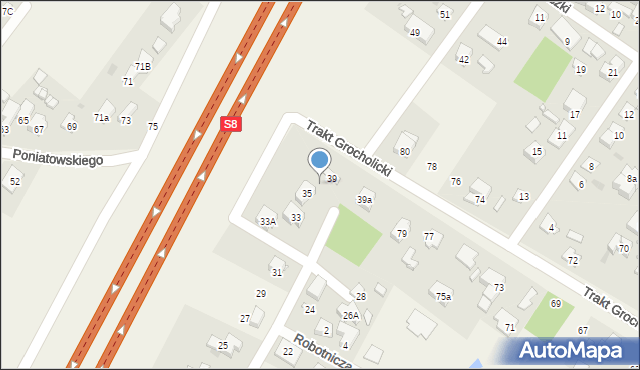 Nowe Grocholice, Partyzantów, 37, mapa Nowe Grocholice