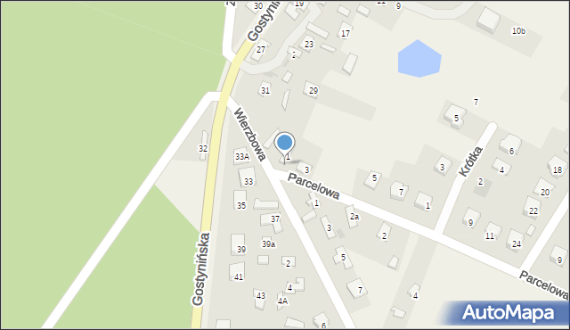 Nowy Duninów, Parcelowa, 1/1, mapa Nowy Duninów