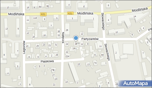 Nowy Dwór Mazowiecki, Partyzantów, 19, mapa Nowy Dwór Mazowiecki