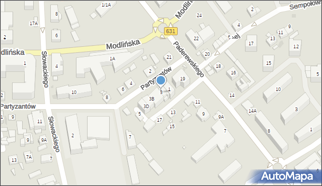 Nowy Dwór Mazowiecki, Partyzantów, 3, mapa Nowy Dwór Mazowiecki