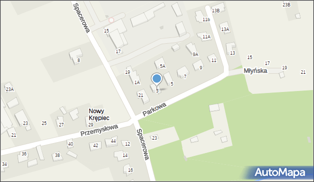 Nowy Krępiec, Parkowa, 3, mapa Nowy Krępiec