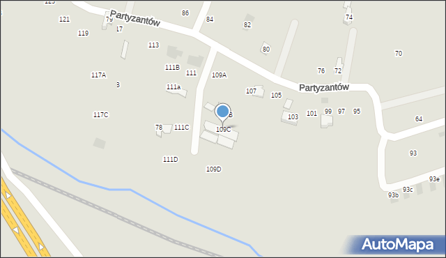 Nowy Targ, Partyzantów, 109C, mapa Nowego Targu
